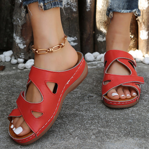 Women's Style Slip-on Wedge For Hollowed Fashion Sandals