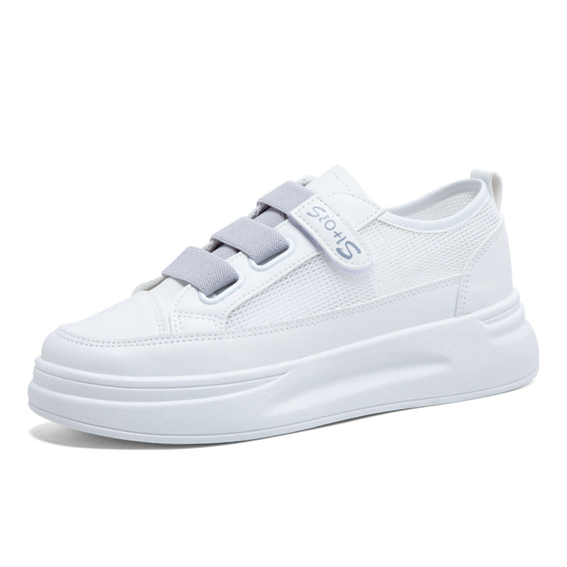 Women's Female Velcro White Spring Board Shallow Canvas Shoes