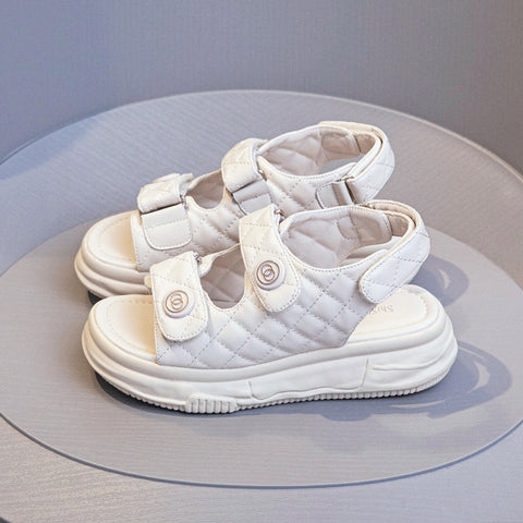 Women's White Summer Velcro Classic Style Sports Sandals