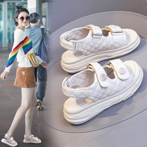 Women's White Summer Velcro Classic Style Sports Sandals