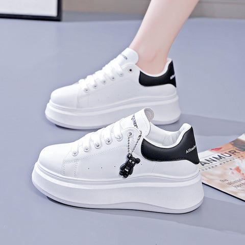 New Women's White Height Increasing Thick Sneakers