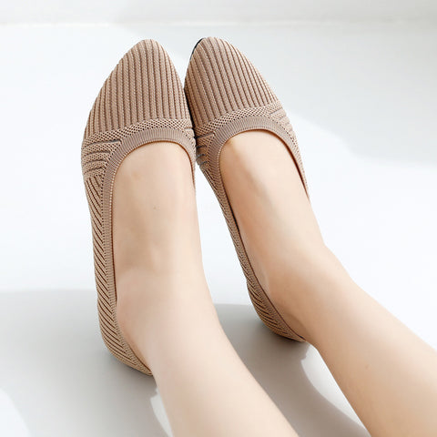 Women's Bottom Pumps Flying Woven Breathable Flat Canvas Shoes