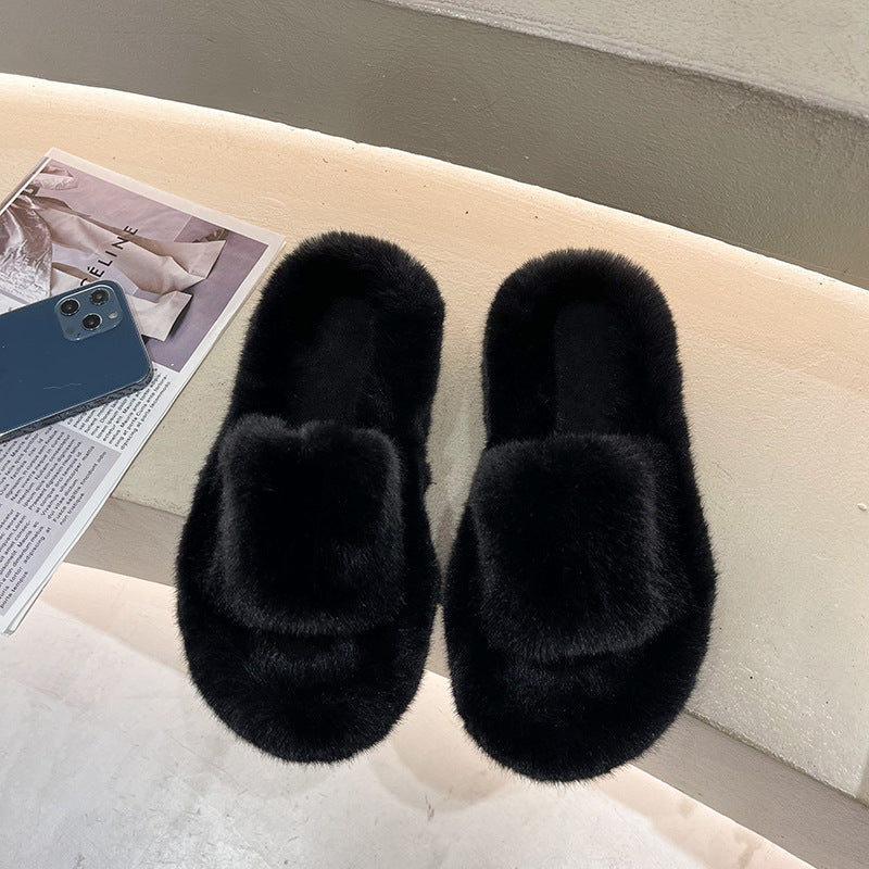 Women's Style Outer Wear Flat Stylish Fur House Slippers