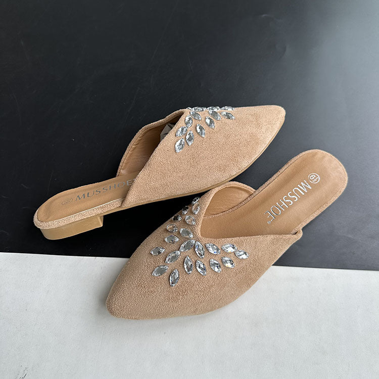 Women's Semi Rhinestone Fashion Pointed Outer Wear Large Sandals
