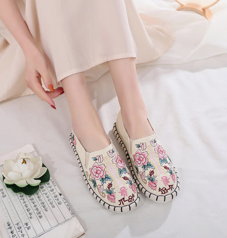 Women's Oriental Cloth With British Ethnic Style Canvas Shoes