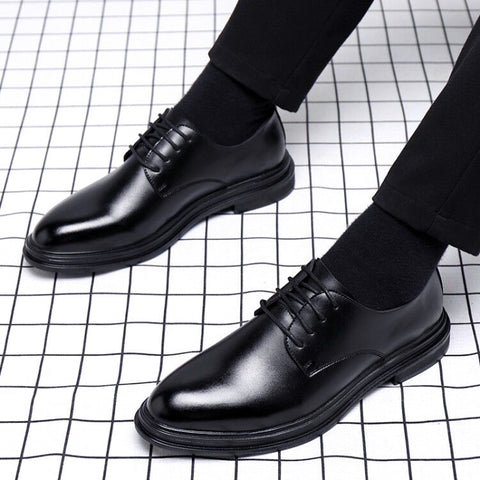 Men's Business Formal Wear Breathable British Korean Pointed Leather Shoes