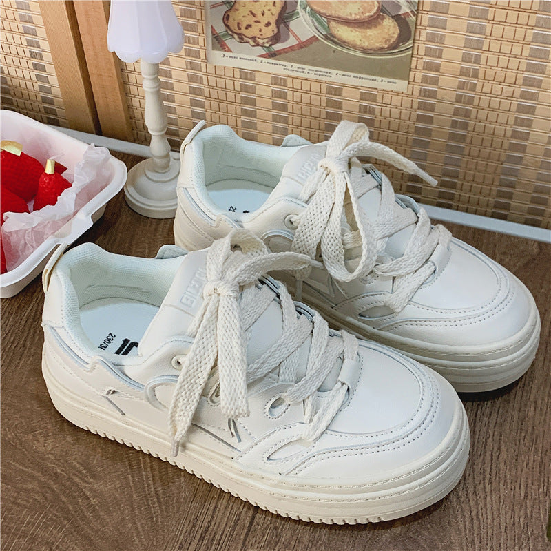 Trendy Sports Skateboard Female Style White Canvas Shoes