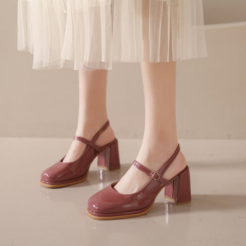 Women's Toe High Round Fashion Fairy Patent Sandals