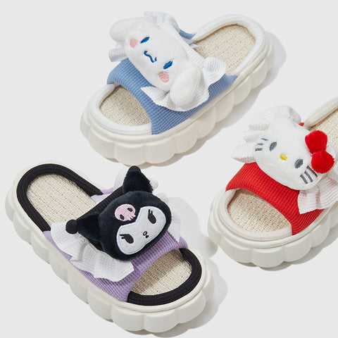 Linen Home Indoor Breathable Cute Party Slippers