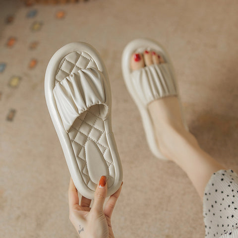 Beautiful Women's Summer Pleated Soft Platform Slippers