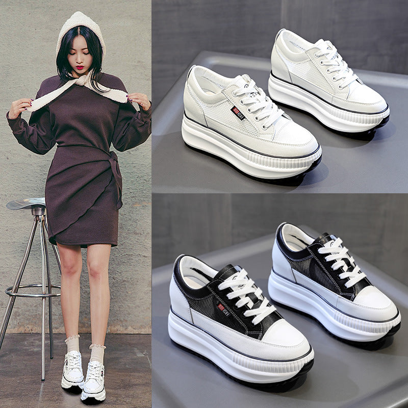 Women's Platform Height Increasing Insole Fashionable Summer Breathable Sneakers