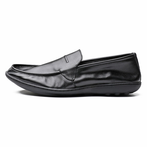 Men's Layer Cowhide Business Trendy Slip-on Lazy Leather Shoes