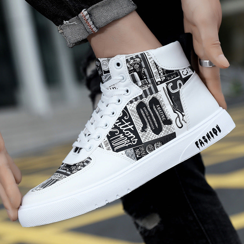 Trendy Men's Fashionable Personalized Graffiti Leisure Sneakers