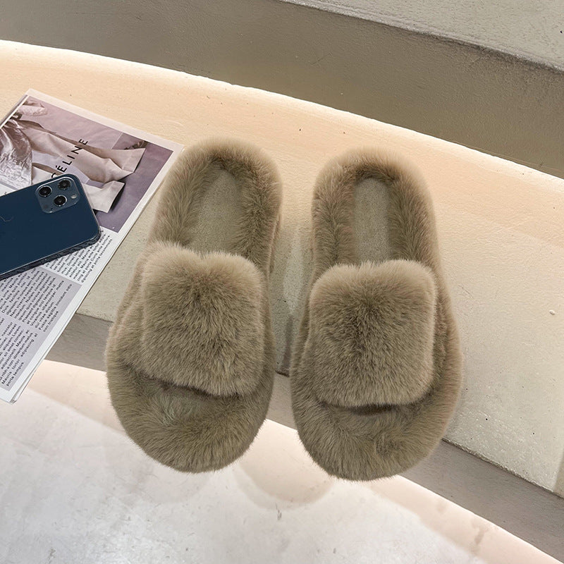 Women's Style Outer Wear Flat Stylish Fur House Slippers