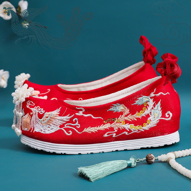 Women's For Han Chinese Clothing Style Costume Height Increasing Canvas Shoes