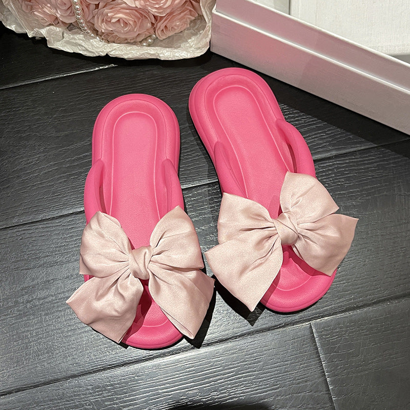 Women's Cute Bow Thick Bottom Candy Color Sandals