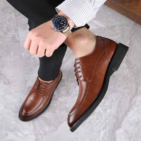 Men's Business Formal Wear Small Round Toe Leather Shoes