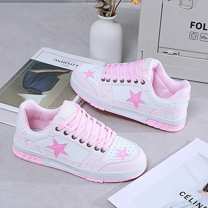 Children's Pink Five-pointed Star Couple Moral Training Sneakers