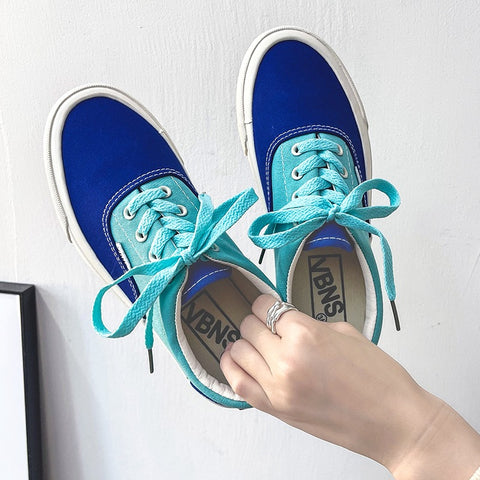 Korean Style Color Matching Stitching Female Cute Canvas Shoes