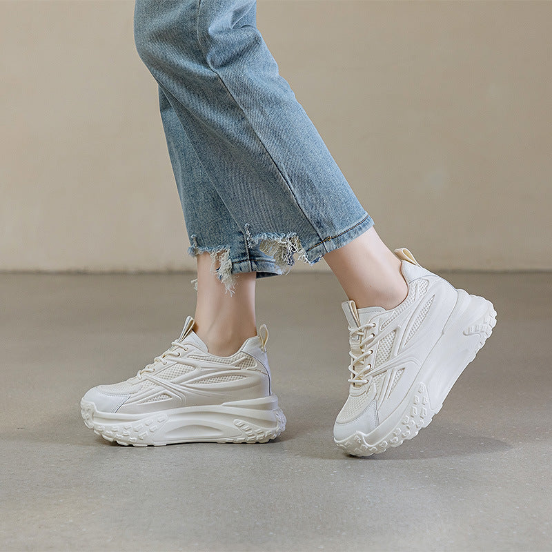 Women's Spring White Platform Thick Bottom Casual Shoes