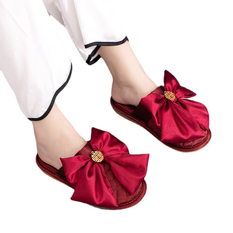 Red Festive Male And Female Bride House Slippers