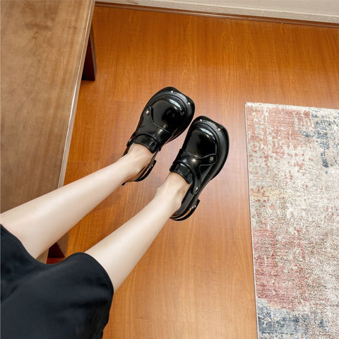 Women's Niche Height Increasing Vintage Platform British Women's Shoes